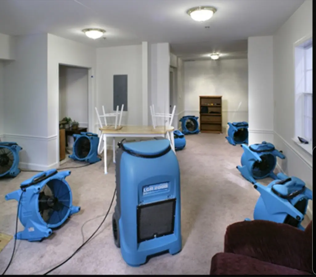 Air movers and dehumidifier setup for Water Extraction & Removal in Leitchfield